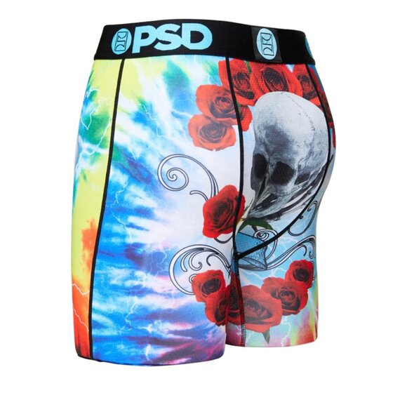 PSD Grateful Trip Skull Roses Tie Dye Mesh Mens Boxer Brief XXL Red Blue Yellow - Picture 3 of 9